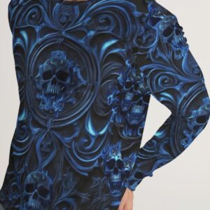 Men’s Slim fit Long Sleeve Tee ICJUK Gothic Skull Blues